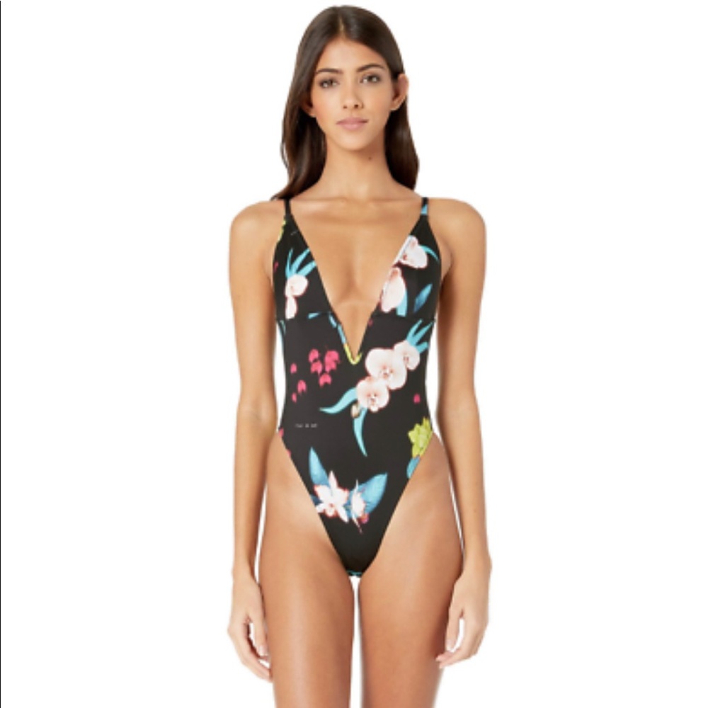 Fleur Du Mal V Wire One Piece Swimsuit in Black Orchid